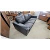 Image 3 : Black Leather Leather style3-seater Sofa with Pillow-Top Cushions 78" Wide