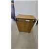 Image 1 : Wicker and Metal Frame Laundry Hamper with Hinged Lid and Decorative Corner Accents 25 x 20 x 13"