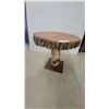 Image 1 : Rustic Live Edge Wood Slice Side Table with Birch Log Pedestal Base 20 x 21"