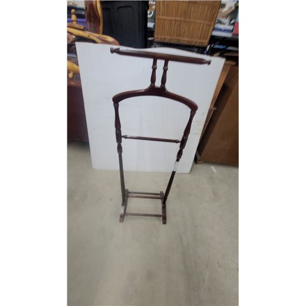Wooden Valet Stand with Coat Hanger, Trouser Bar, and Shoe Rack Base