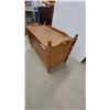 Image 2 : Maple Wood Toy Chest/Blanket Box with Hinged Lid, Ball Finials, and Cutout Handles 21 x 35 x 17"