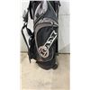 Image 2 : RAM Golf Stand Bag with Clubs, Headcovers (1, 3, 3H, 4H), Black/Gray/Red
