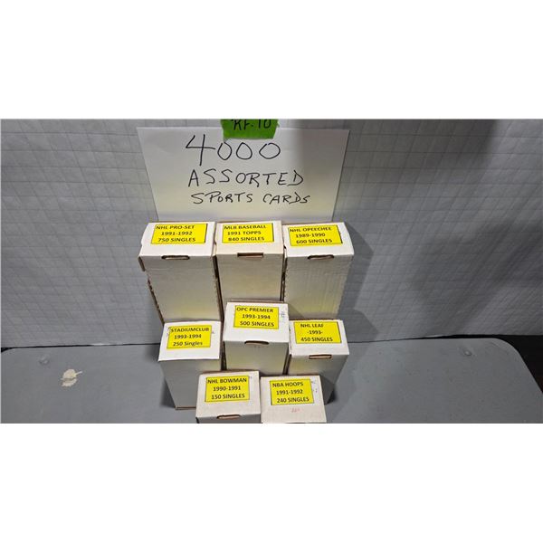 4000 Assorted Sports Cards and Sets, NHL, MLB, NBA, 1989 to 1994