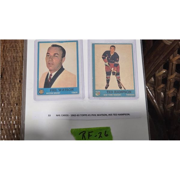 1962-63 Topps NHL Cards #1 Phil Watson, #55 Ted Hampson