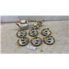 Image 1 : Wiesterling Bavaria 17-Piece Tea Set - Venice Theme, Gold Trim, Teapot/Creamer/Sugar/Cups/Saucers