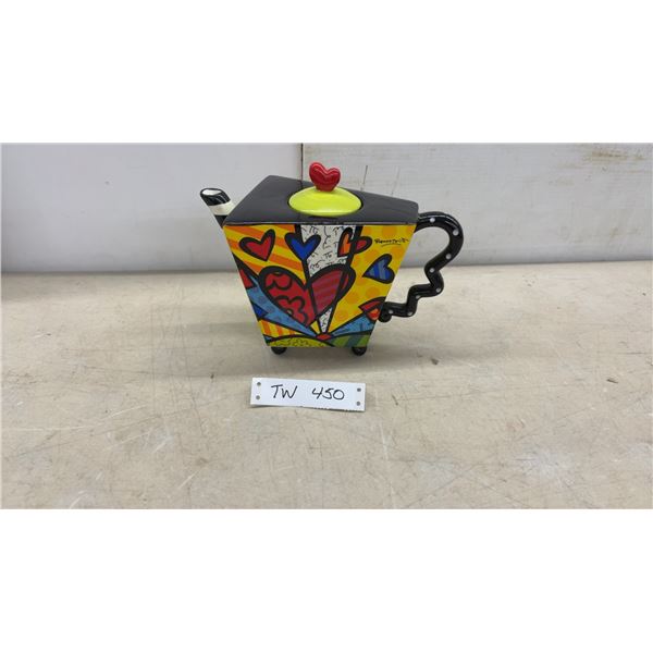 Romero Britto Giftcraft Ceramic Teapot with Heart Design, Model 14072-3123