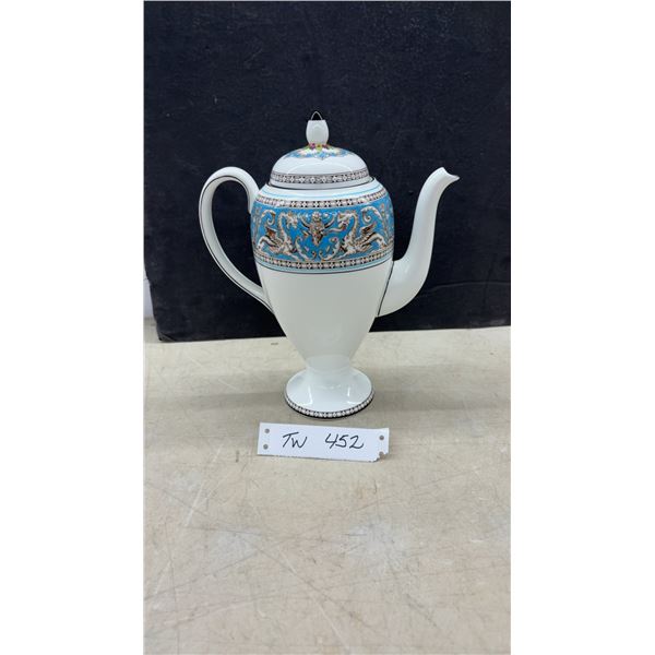 Wedgwood Florentine Turquoise W2714 Bone China Coffee Pot with Lid, Made in England