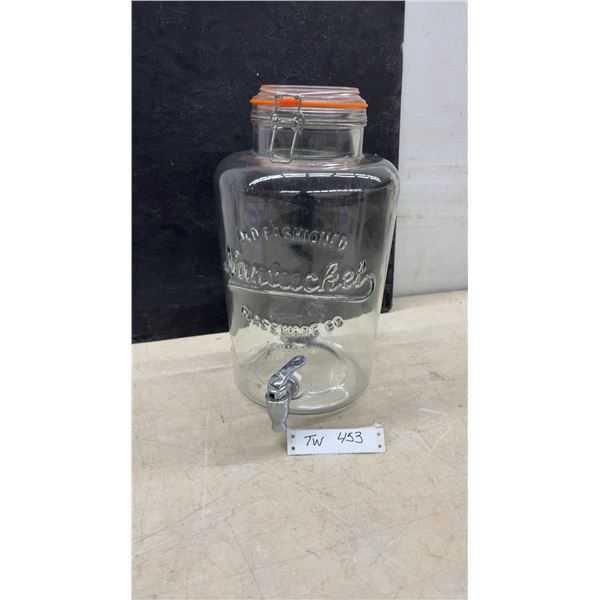 Old Fashioned Nantucket Glassware Co. 2 Gallon Glass Beverage Dispenser with Spigot & Clamp Lid