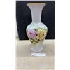 Image 1 : Beryl Signed Hand-Painted Porcelain Vase with Floral Rose Design & Gold Rim