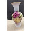Image 4 : Beryl Signed Hand-Painted Porcelain Vase with Floral Rose Design & Gold Rim