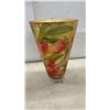Image 2 : Floral Glass Vase with Tulips 12" H & Porcelain Ewer Pitcher with Roses, Gold Handle and Feet 16" H
