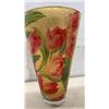 Image 3 : Floral Glass Vase with Tulips 12" H & Porcelain Ewer Pitcher with Roses, Gold Handle and Feet 16" H