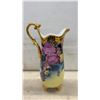 Image 7 : Floral Glass Vase with Tulips 12" H & Porcelain Ewer Pitcher with Roses, Gold Handle and Feet 16" H