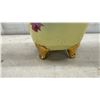 Image 8 : Floral Glass Vase with Tulips 12" H & Porcelain Ewer Pitcher with Roses, Gold Handle and Feet 16" H