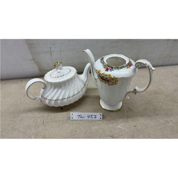 Royal Doulton Adrian H.4816 English Fine Bone China Teapot & Paragon Minuet Floral Coffee Pot (No