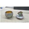 Image 8 : Nancy Y. Adams 2007 Signed Porcelain Jade Heron Teapot with Floral Accents and Matching Cup. 13h x