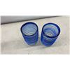 Image 7 : Mexican Hand-Blown Glass Pitcher (9 1/2" H) with 2 Matching Glasses, Clear with Cobalt Blue Spiral