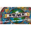 Image 6 : Stained Glass Style Round "Peace" Suncatcher with Animals and Globe Design, Metal Frame 21 1/2"