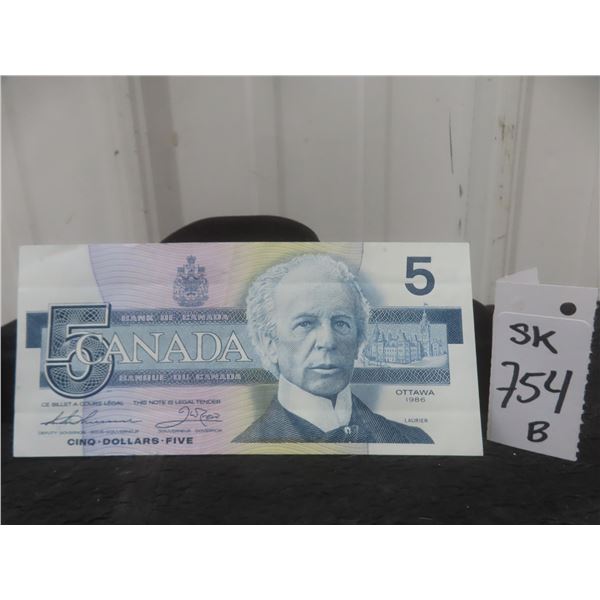 AU 1986 Canada $5 Bill