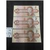 Image 1 : Three Uncirculated 1986 Canada $2 Bills