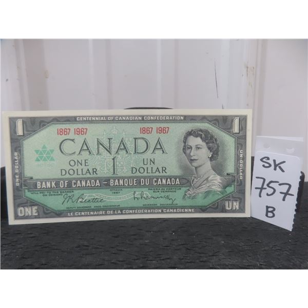 Uncirculated 1967 Canada $1 Bill
