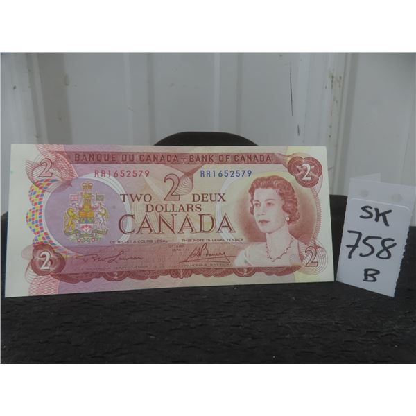 Uncirculated 1974 Canada $2 Bill