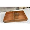 Image 7 : Antique Flat-Top Steamer Trunk with Oak Slats, Metal Hardware & Inside Tray, 20 x 28 x 19