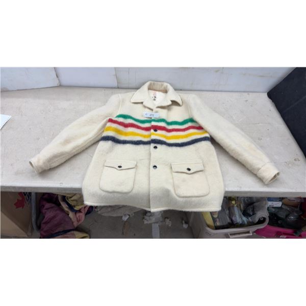 Hudson's Bay Company Pure Virgin Wool Blanket Coat with Multistripe Pattern, No Size Listed