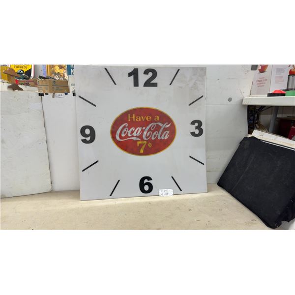 Coca-Cola 7¢ Square Clock Face Plexi-Glass Panel 38 x 38