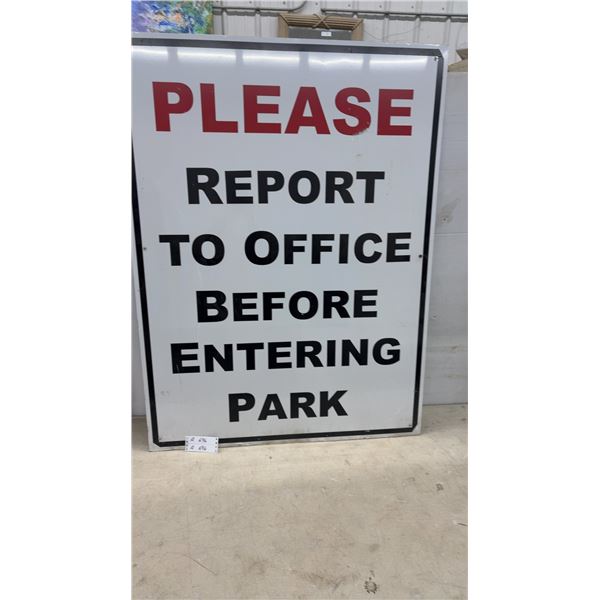 Alucobest Aluminum Composite Panel "Please Report to Office Before Entering Park" Sign 48 x 36"