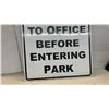 Image 4 : Alucobest Aluminum Composite Panel "Please Report to Office Before Entering Park" Sign 48 x 36"