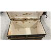 Image 11 : Antique Flat-Top Steamer Trunk 23 x 34 x 19 with Wood Slats and Brass Hardware