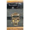 Image 10 : Antique Flat-Top Steamer Trunk 20 x 34 x 17 with Inside Tray, Wood Slats and Brass Hardware