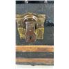 Image 11 : Antique Flat-Top Steamer Trunk 20 x 34 x 17 with Inside Tray, Wood Slats and Brass Hardware