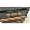 Image 3 : Antique Flat-Top Steamer Trunk 20 x 34 x 17 with Inside Tray, Wood Slats and Brass Hardware