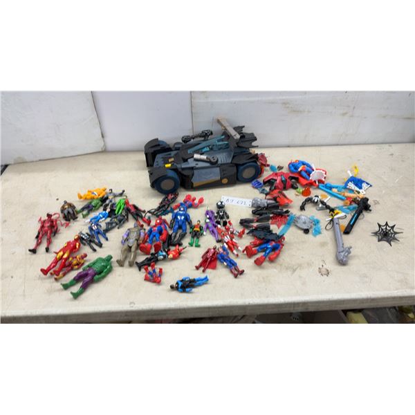 DC Comics Batmobile Vehicle with Assorted Marvel & DC Superhero Action Figures and More