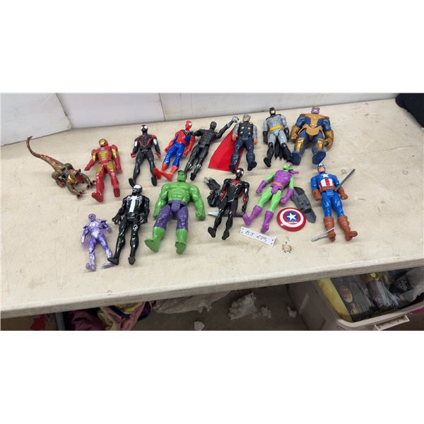 Assorted Marvel and DC Superhero Action Figures, Hulk, Spider-Man, Captain America, and More
