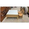 Image 1 : Children's Activity Table 17 x 33 x 32" with Storage Bins, Two Wooden Chairs, and Train Set