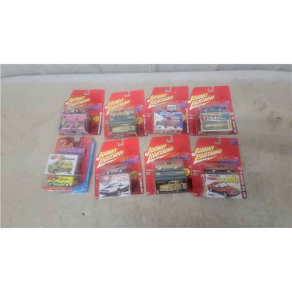 Johnny Lightning Classic Plastic Diecast Cars with Model Kit Boxes, Lot of Eight