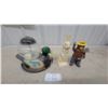 Image 1 : Mallard Duck Gumball Dispenser, Vivtage Rabbit Bank Figurine, and Smokey Bear Figure