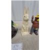 Image 3 : Mallard Duck Gumball Dispenser, Vivtage Rabbit Bank Figurine, and Smokey Bear Figure
