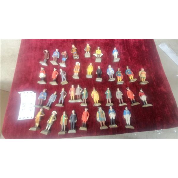 Collection of Vintage Hand-Painted Lead Civilian Figures on Bases, Approximately 40 Pieces Tea