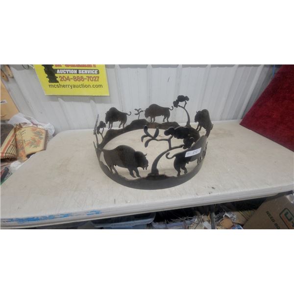 Metal Circular Frame Fire Pit Die Cut Buffalo 24" Diameter 12" Hgt.