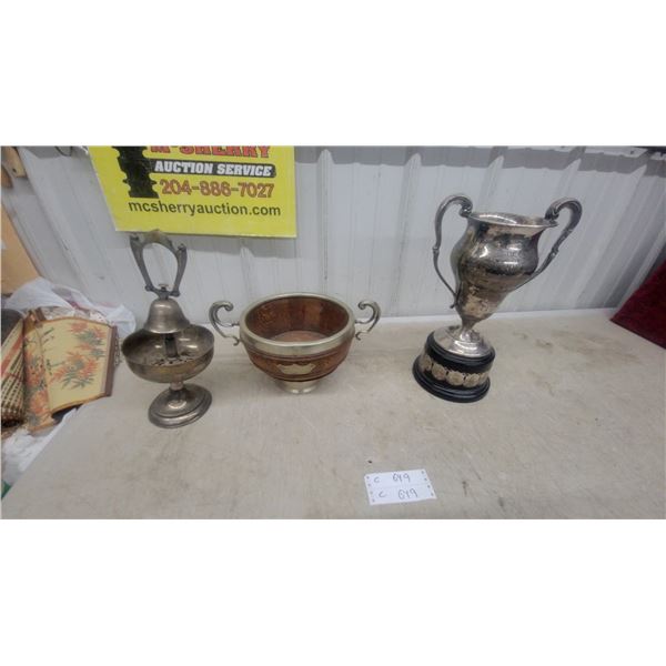 Manitoba Curling Club past President Silver-Plated Trophy with Winner Plaques and More1930.S