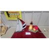 Image 1 : Stained Glass Sailboat Figurine 17" Tall and Lighthouse Lamp