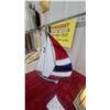 Image 3 : Stained Glass Sailboat Figurine 17" Tall and Lighthouse Lamp
