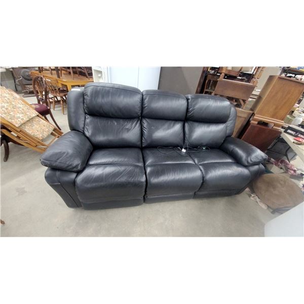 Black Leather Leather Style 3-seater Power Recliner Sofa with Electric Controls 86" Wide