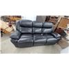 Image 1 : Black Leather Leather Style 3-seater Power Recliner Sofa with Electric Controls 86" Wide