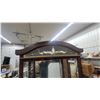 Image 2 : Curio Display Cabinet with Arched Bonnet Top, Glass Shelves, Mirrored Back, Cherry Finish Lights up
