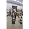 Image 5 : Curio Display Cabinet with Arched Bonnet Top, Glass Shelves, Mirrored Back, Cherry Finish Lights up